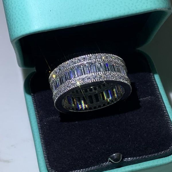 

wedding rings 2021 selling brand fashion jewelry 10kt white gold fill princess cut zircon pave cz party women ring1, Slivery;golden