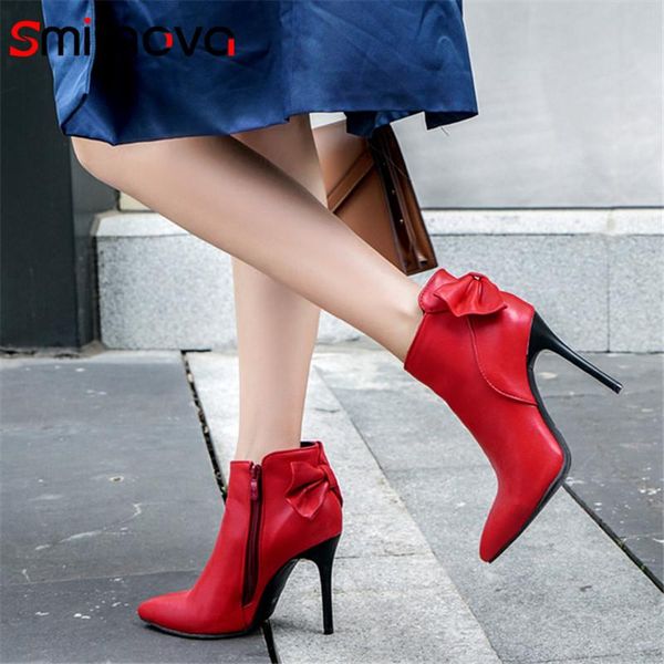 

smirnova 2020 большой размер 48 заостренные носки женские журналы ботильоны pu пожидки тонкие высокие каблуки вечеринка свадебные обувь женщ, Black