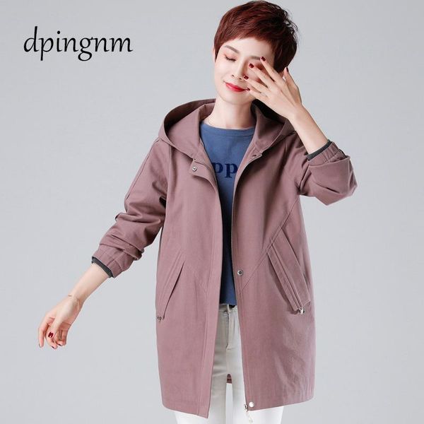 

women's trench coats windbreaker jacket mid-length pure cotton autumn, Tan;black