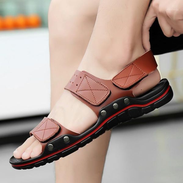 

for deportivas hombre size sandalet couro verano erkek da roman classic zandalias cuero ete genuine trekking sandalen work big1, Black
