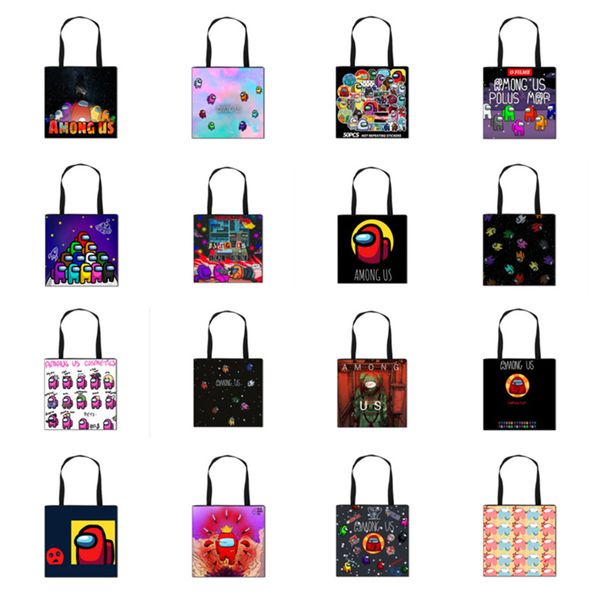 

game among us tote bag handbag cartoon anime printed handbags luxurys designers bags crossbody one shoulder bag shopping bag e123006, Black