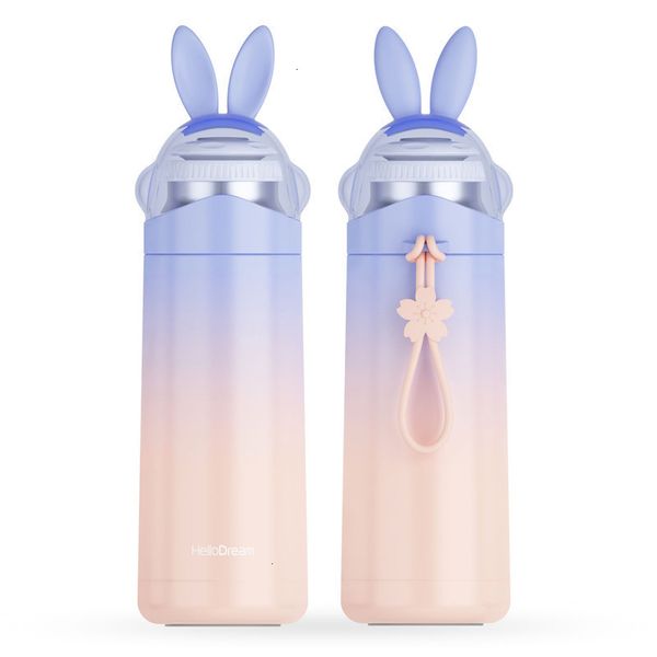 

student girl bottle 350ml rabbit cap sport water bottles stainless steel insulated vucuum mug with rope 3 n84tu