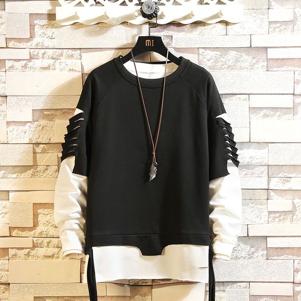 

authentic contrasted casual male with hip hop hoodies streetwear fashion hoodie 100% cotton plus size m-5xl 5gjb, Black