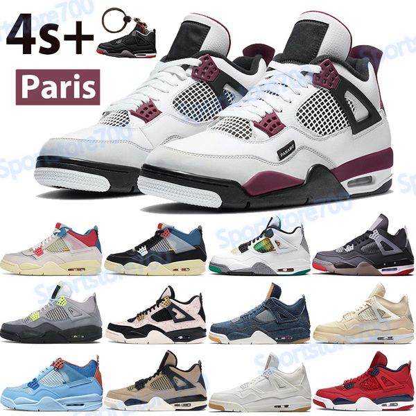 

keychain jumpman 4 white x sail bred paris mens 4s basketball shoes se neon union noir denim black white suede cool grey sneakers