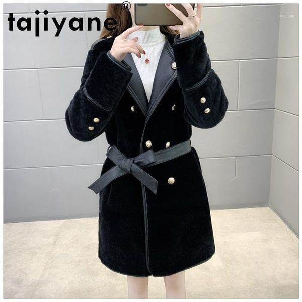 

tajiyane 2020 women's winter jackets real fur coat woman genuine sheepskin jacket women's 100% wool coats mujer parkas tn14891, Black