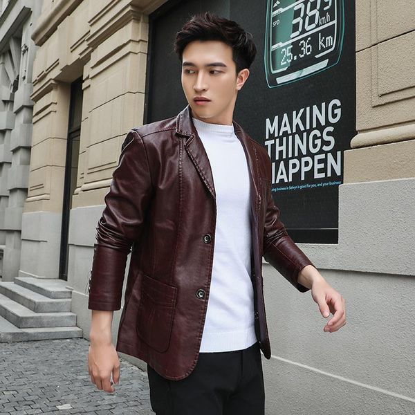 

brown leather jacket mens leather distressed fasion jacket, Black;brown
