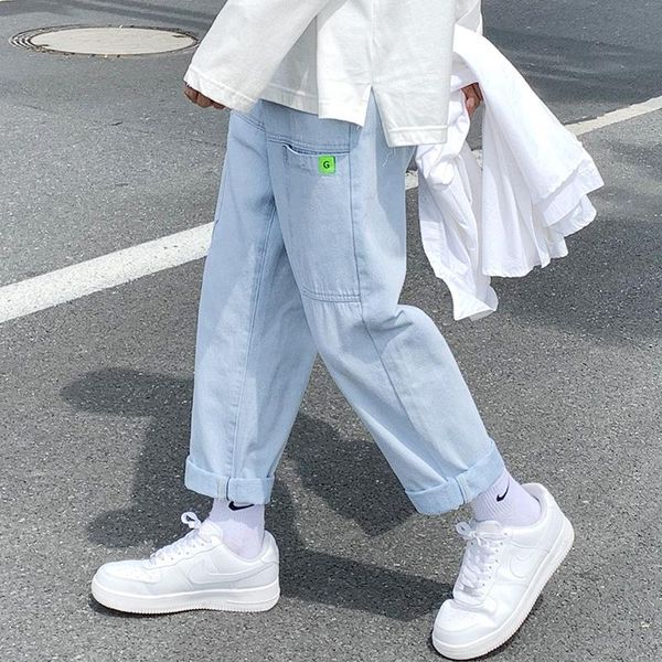 

men's jeans casual fashion autumn loose nine-point pants trendy all-match trousers denim, Blue