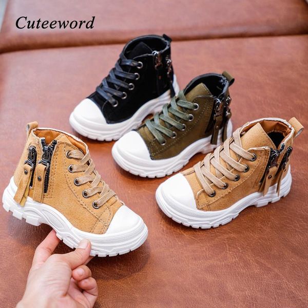 

boots children casual shoes autumn winter boys fashion leather soft anti slip girls sport running 21-30, Black;grey