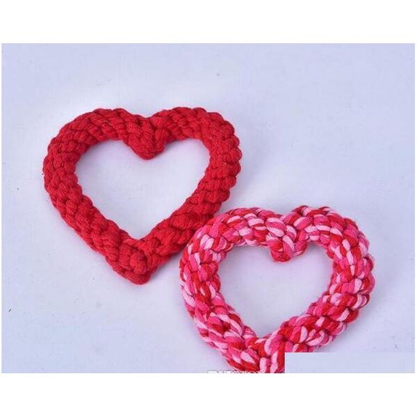 

funny dog's chew toys peach heart shape pet dog toys cotton rope braided rope dog toy small large dogs trainging chew toys 717 026 8jro