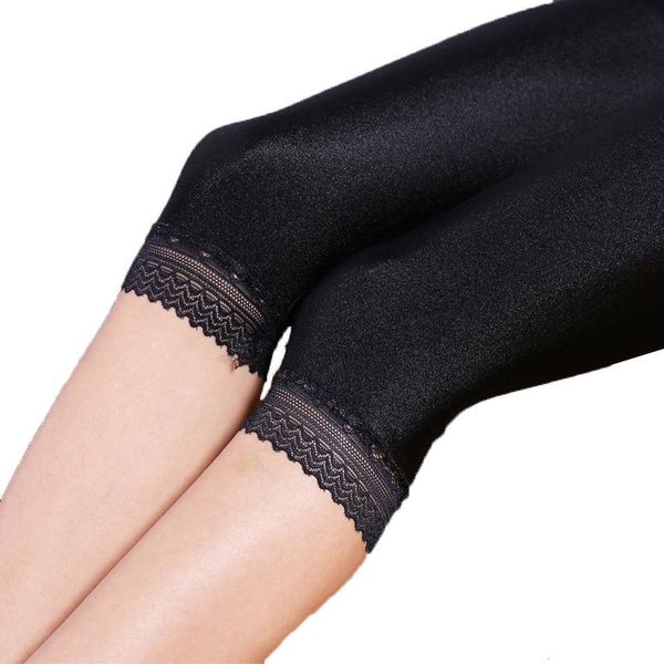 

women summer 3xl 5xl plus size knee length capris lady slim fitted skinny lace short legging big size mujer shiny trouser, Black;white