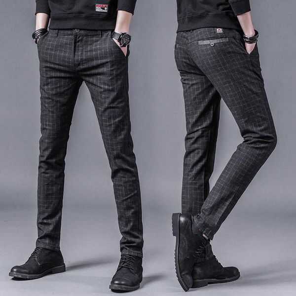 

men's pants summer thin casual men youth slim stretch large size, Black