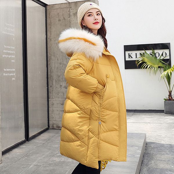 

2021 newarrival winter jacket women style hooded thicken fur female outwear long coat cotton padded l6zn, Black
