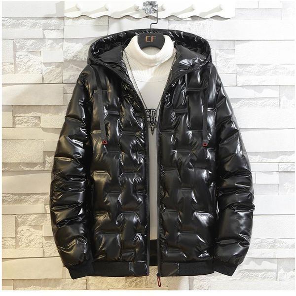 

4xl-10xl ] 2021 men's winter jackets cotton-padded fashion shiny hood jacket waterproof thicken warm thermal jacket coat parka1, Black
