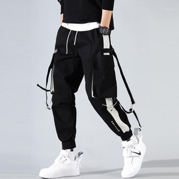 

streetwear men's overalls harem pants hip hop casual sports pants joggers men cargo trousers fashion tactical men1, Black