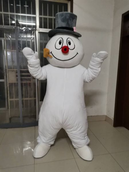 Schneemann, der ein Bowler-Hut-Maskottchen-Kostüm für Party-Cartoon-Charakter-Maskottchen-Kostüme für den Verkauf kostenloser Versand-Support-Anpassung