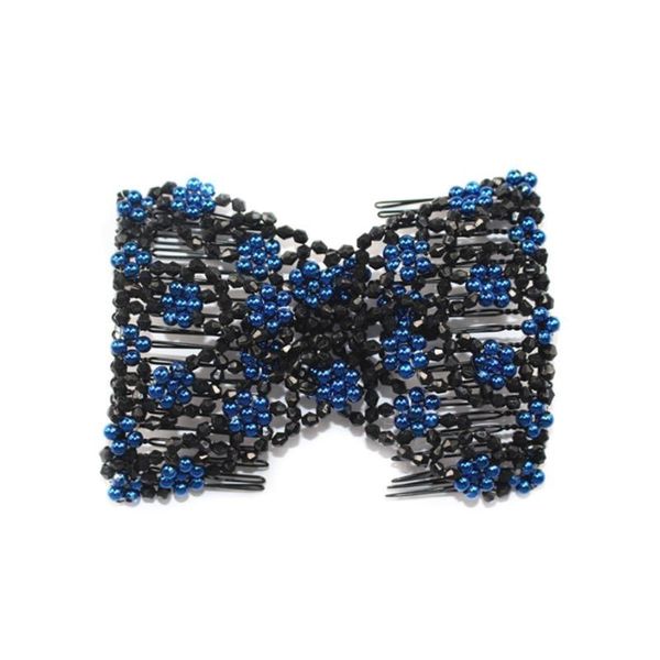 

women pearl beads elastic hair combs double slide magic bun diy hairstyle making tool metal novelty hair clip accessor jllhsy, Silver