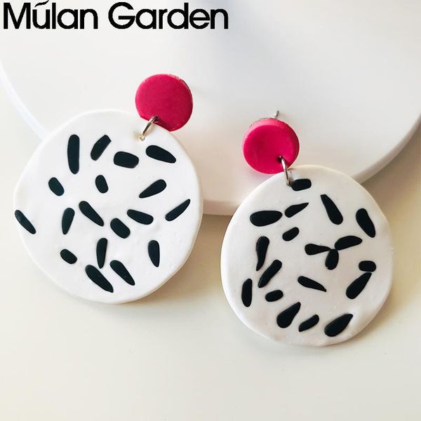 

dangle & chandelier fashion polka dot tassel polymeric clay earrings for women elegant cute handmade soft jewelry girl gift, Silver