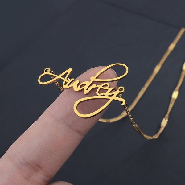 

aensoa stainless steel letter pendant necklace for women men gold color choker pendant necklace engagement wedding jewelry gift, Silver