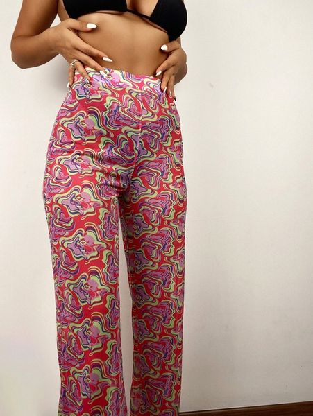 

fluid pattern cover up pants i2wk#, White;black