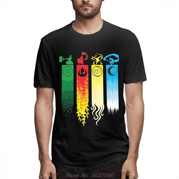 

male avatar the last airbender t shirt game four elements tee harajuku t-shirt o-neck tshirt deisgn casual harajuku, White;black
