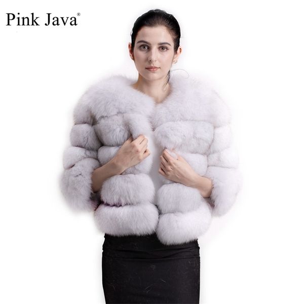 

pink java qc1801 real fox fur coat women winter thick fur jacket short fur coat wholesale genuine fox short sleeve 201212, Black