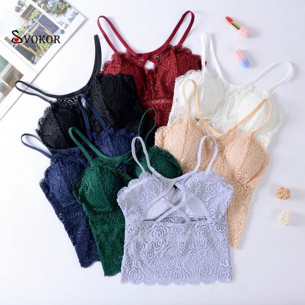 

svokor women lace tube backless seamless with removable chest pad sleeveless camis crop camisole, Black;white