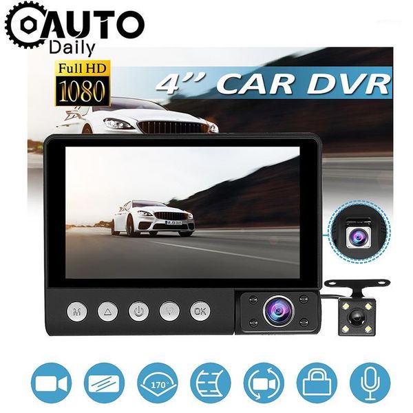 

car dvr 4.0 full hd 1080p 3 cameras rearview dashcam vehicle monitor video recorder car motion detector auto camcorder registrar1