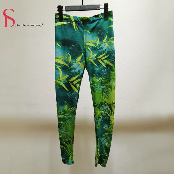 

double strawberry new fashion retro high waist color matching abstract printing stretch slim women casual all-match leggings q1217, Black;white
