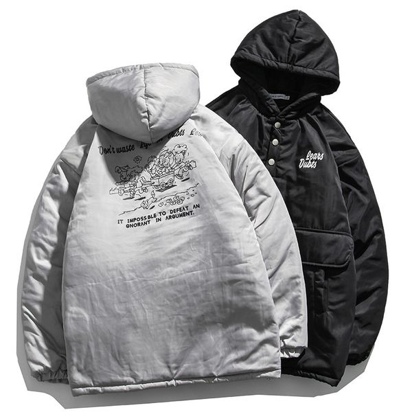 

2021 head with hood harbour heavy winter wind new cotton jacket 4jhz, Black