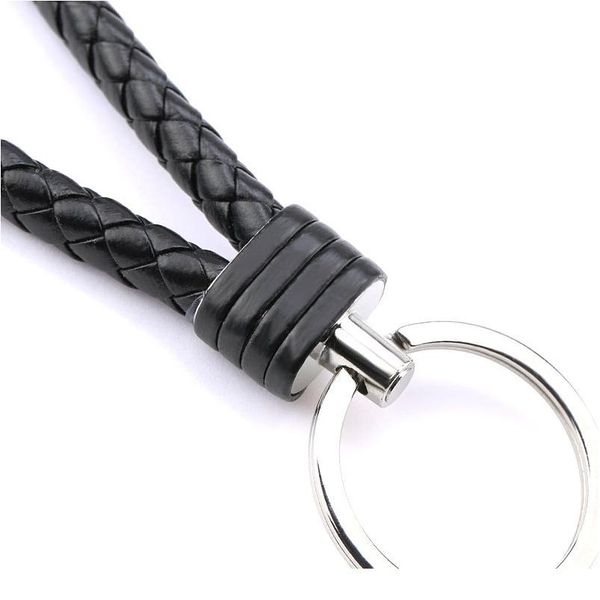 

10pcs pu leather keychain car keyrings men women keychain braided woven rope bts keychain diy bag pendant key chain hold qyljye