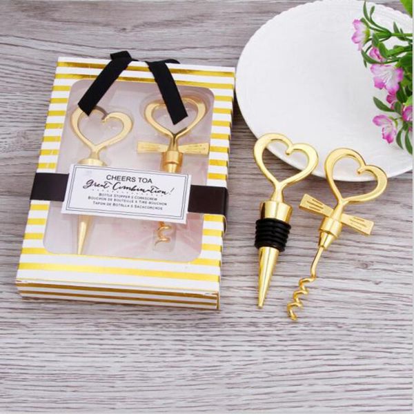 

2pc heart wine bottle opener wine ser return gifts for guest souvenirs bridal shower wedding bridal party favors lover