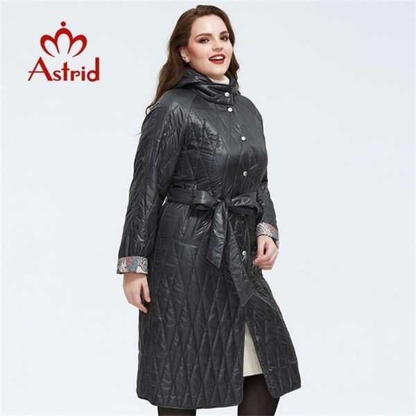 

astrid spring new arrival women jacket loose clothing women plus size long coats with belt spring coat women am-9428 201209, Black