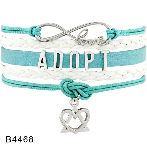 

charm bracelets infinity love adopt adoptive mom dad mother father baby feet adoption child care aware awareness leather for women, Golden;silver