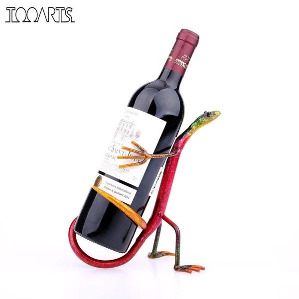 

decorative objects & figurines tooarts gecko wine holder animal figurine rack iron craft home decor modern metal grape for bottle