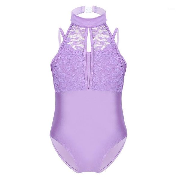 

kids spaghetti straps turtle neck lace dancewear children gymnastics leotards for girls ballet stage performance dance costume1, Black;red