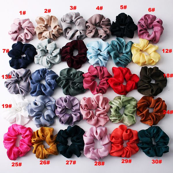 

women bands scrunchies satin elastic solid hair stretchy scrunchie girls headwear silky loop ponytail holder 30 colors