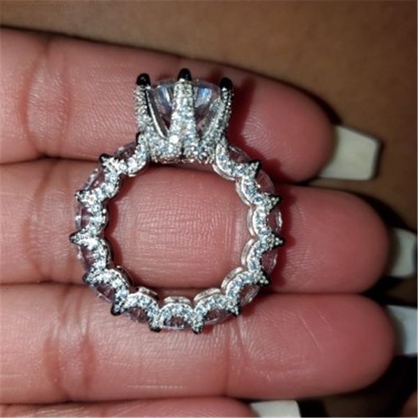 

couple promise ring 925 sterling silver bijou vintage 10mm cz engagement wedding band rings for women men jewelry gift, Slivery;golden