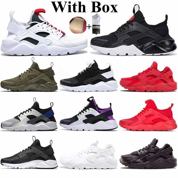 

with box huarache men women running shoes 4.0 1.0 triple black white green mens trainer breathable sneakers outdoor sport runner 36-45