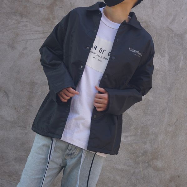 

quality high fog essentials button single breasted jacket windbreaker men women casual street coat spring autumn outwear, Black