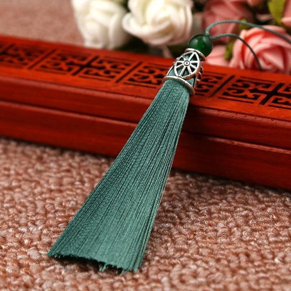 

5pcs 21 colors mixed silk tassel cords brush jewelry with bead charms pendants tassels silver caps for diy jewelry accessories h jlledg