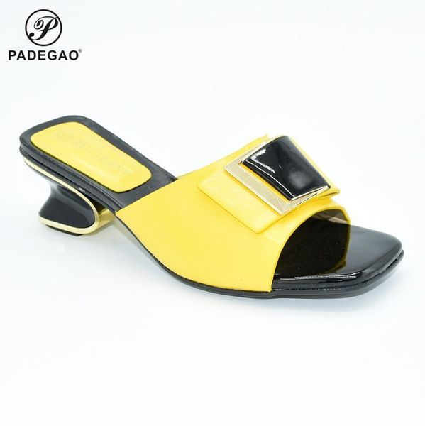 

2020 concise new coming cofortable yellow color shoes african high heels party shoes without bag for wedding party1, Black