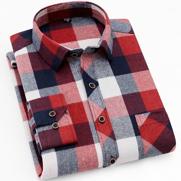 

men's casual shirts plaid shirt 2021 autumn winter flannel red checkered men long sleeve chemise homme cotton male check shirts1, White;black