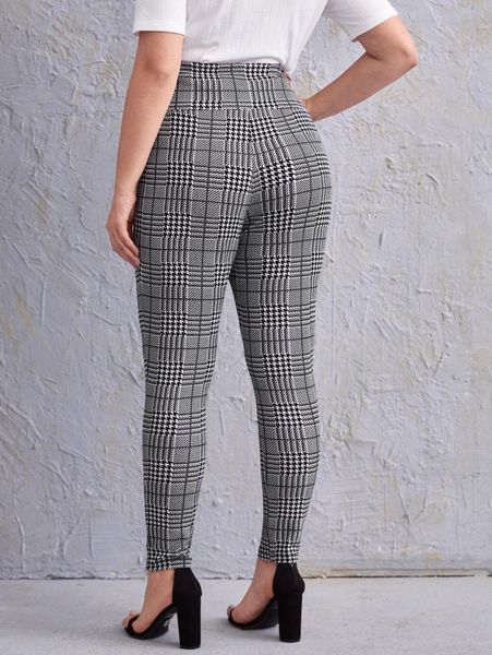 

plus houndstooth print leggings y5vj#, Black