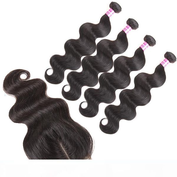 

virgin brazilian hair body wave straight human hair weave with closure unprocessed ear to ear 13x4 frontal closure and 4x4 lace closure, Black;brown