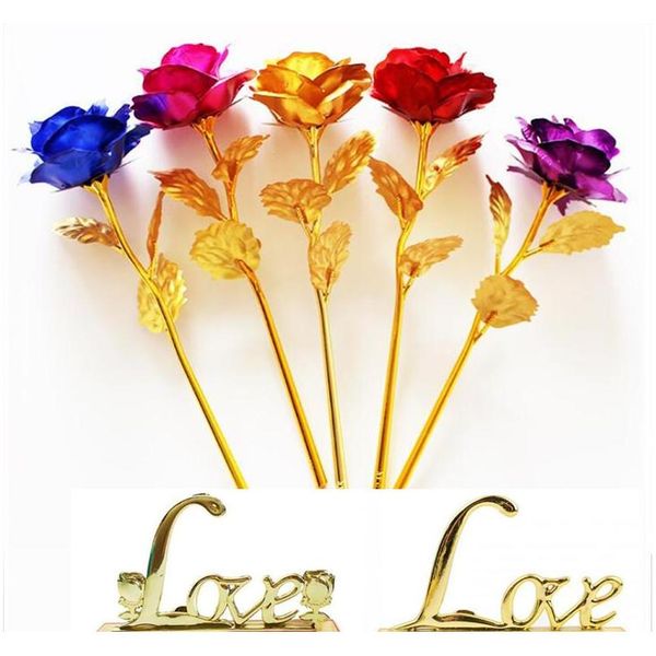 

fashion gold foil plated rose artificial long stem flower creative gifts for lover wedding christmas valentines mothers day home