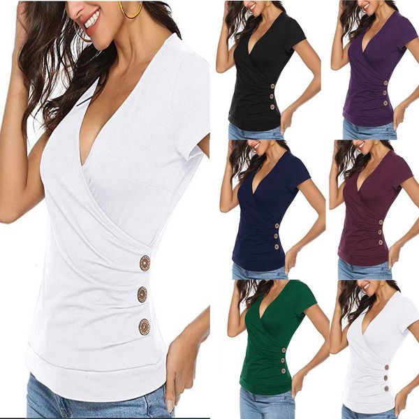 

40# women's spring summer short sleeve slim white t-shirt lady casual solid tee t-shirts female