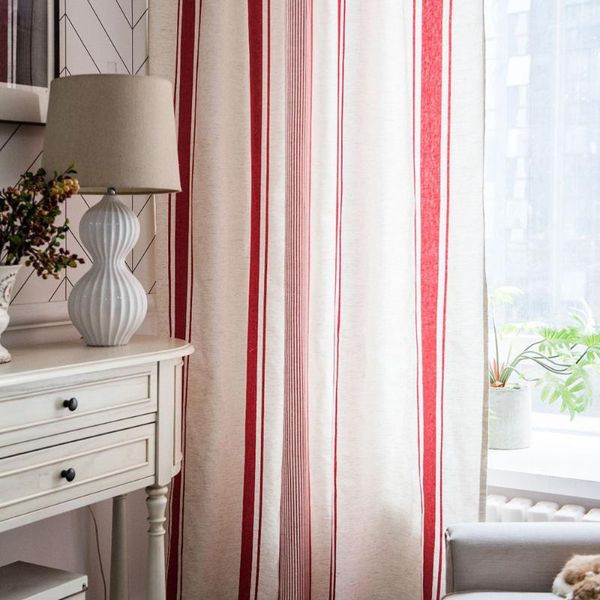 

red stripes curtains for living room blinds french windows door curtain semi blackout modern simple style home decor