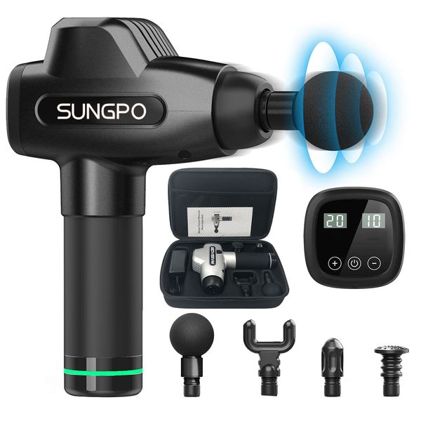 

2020 muscle massage gun deep tissue percussion handheld massager gun for gym office home post workout recovery with 6 heads