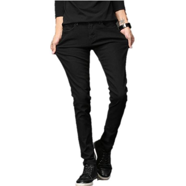 

fashion mens jeans stretch denim black colors men's straight jean pants casual skinny jeans trousers pants, Blue
