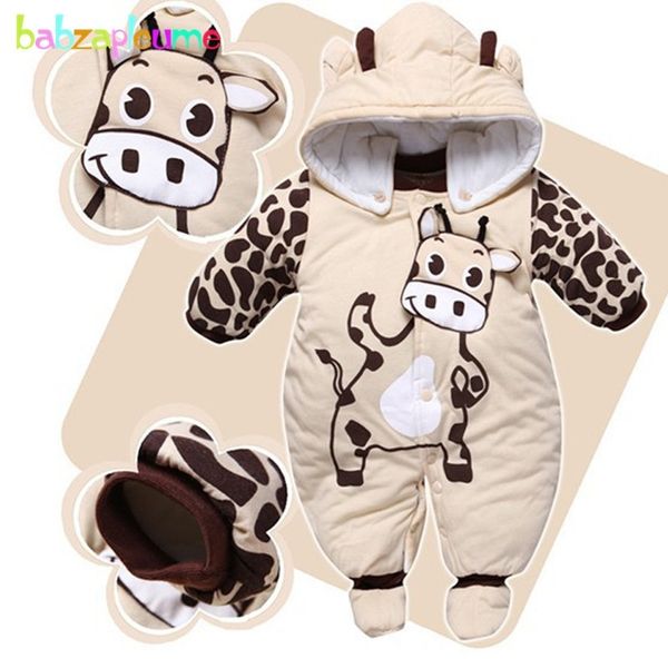 

0-9months/autumn winter baby girls boys rompers cartoon cute thick warm hooded jumpsuits newborn clothes infant clothing bc1225 y200320, Blue
